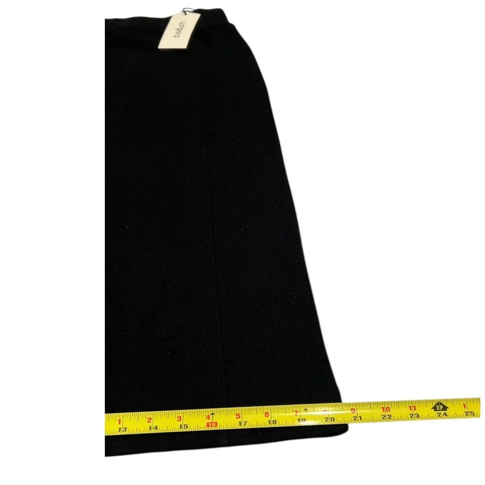 NWT Ba&Sh Jupe Holly Knit Midi Skirt Black A-Line‎ Elastic Waist 1